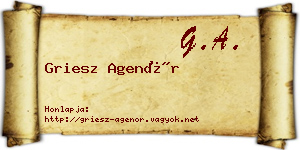 Griesz Agenór névjegykártya